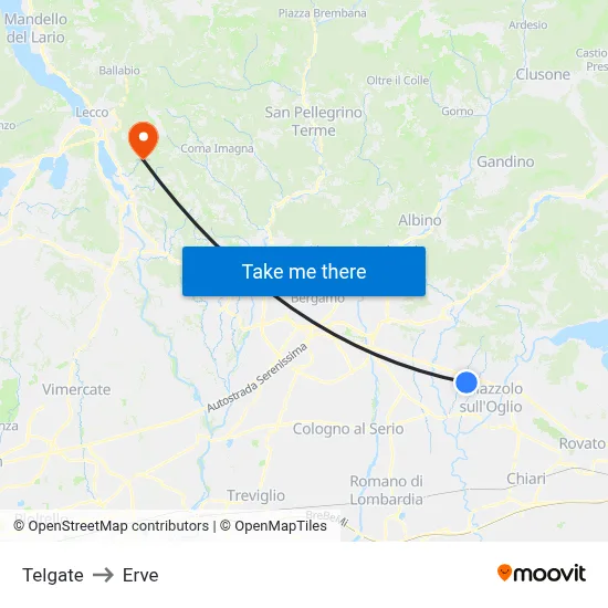 Telgate to Erve map
