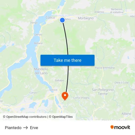 Piantedo to Erve map