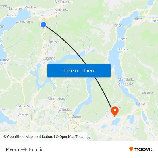 Rivera to Eupilio map