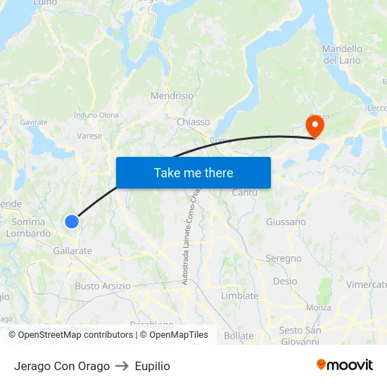 Jerago con Orago to Eupilio map