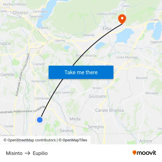 Misinto to Eupilio map