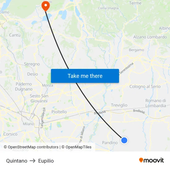 Quintano to Eupilio map