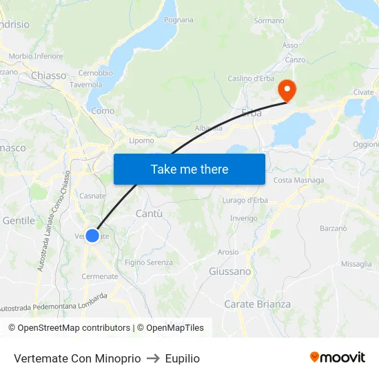 Vertemate Con Minoprio to Eupilio map