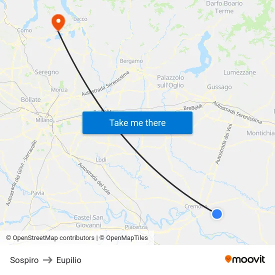 Sospiro to Eupilio map