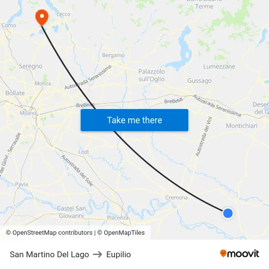 San Martino Del Lago to Eupilio map