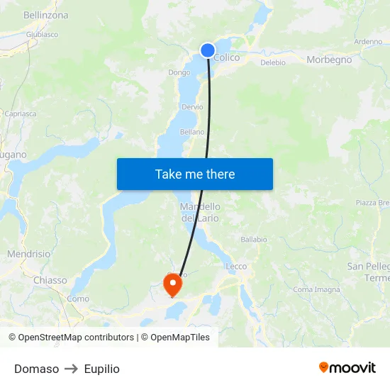 Domaso to Eupilio map