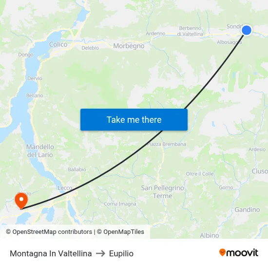 Montagna In Valtellina to Eupilio map