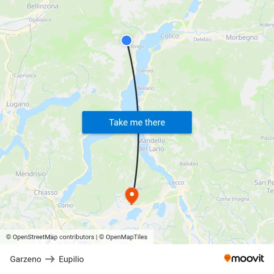 Garzeno to Eupilio map