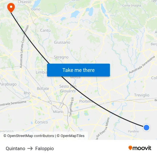 Quintano to Faloppio map