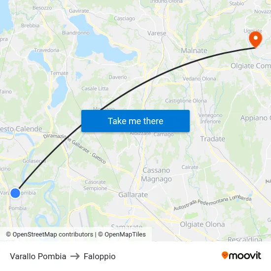 Varallo Pombia to Faloppio map