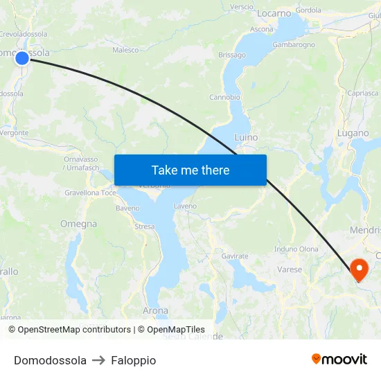 Domodossola to Faloppio map