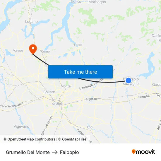 Grumello Del Monte to Faloppio map