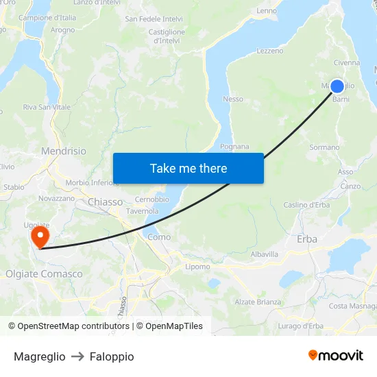 Magreglio to Faloppio map