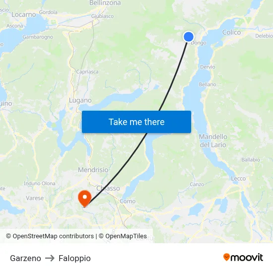 Garzeno to Faloppio map