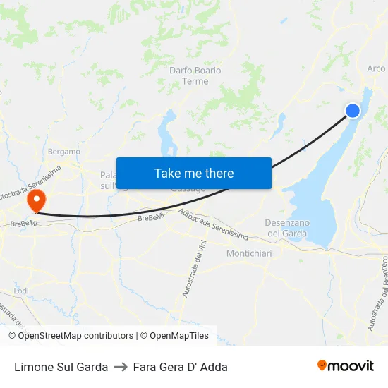 Limone Sul Garda to Fara Gera D' Adda map