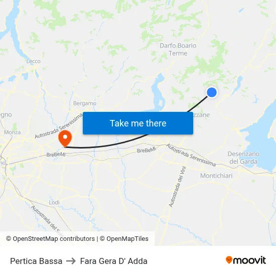 Pertica Bassa to Fara Gera D' Adda map