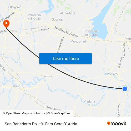 San Benedetto Po to Fara Gera D' Adda map