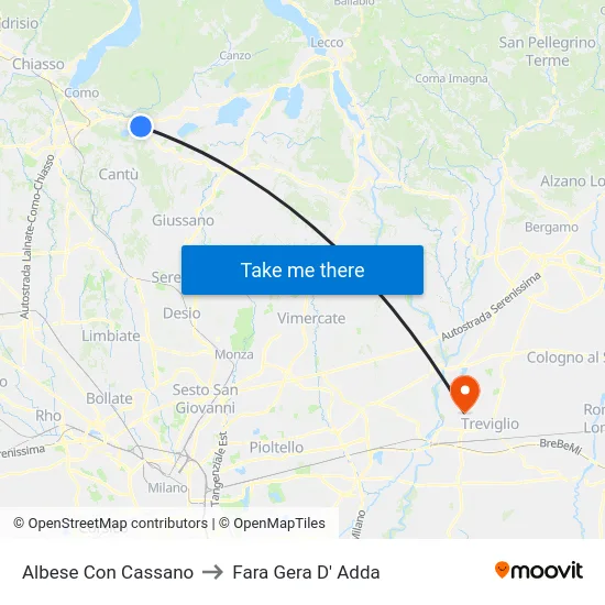 Albese Con Cassano to Fara Gera D' Adda map