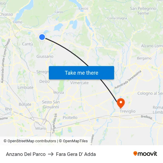 Anzano Del Parco to Fara Gera D' Adda map