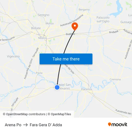 Arena Po to Fara Gera D' Adda map