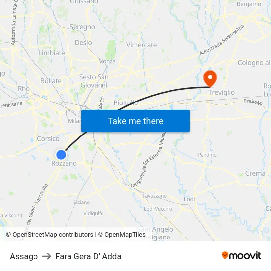 Assago to Fara Gera D' Adda map