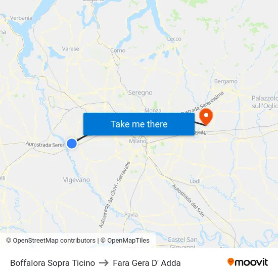 Boffalora Sopra Ticino to Fara Gera D' Adda map