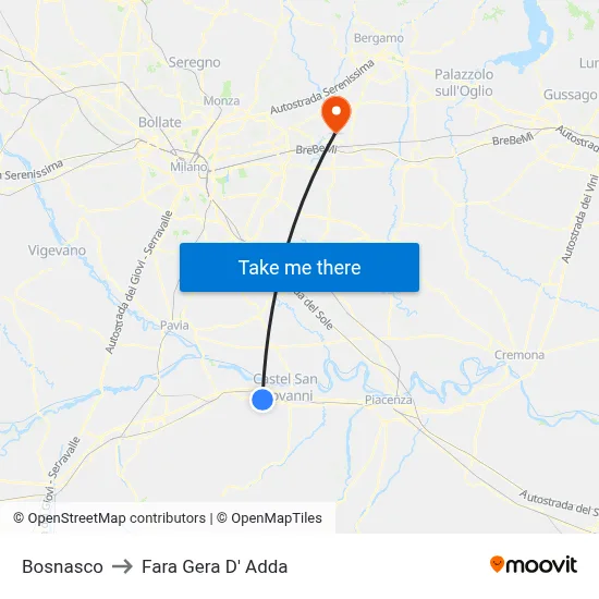 Bosnasco to Fara Gera D' Adda map