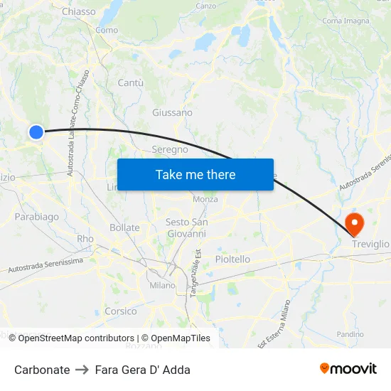 Carbonate to Fara Gera D' Adda map