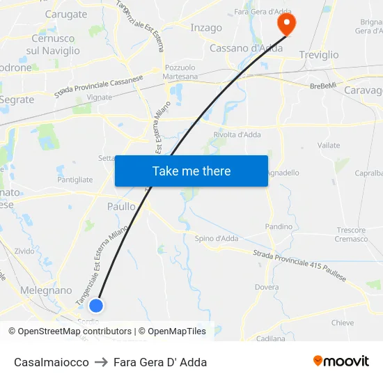 Casalmaiocco to Fara Gera D' Adda map