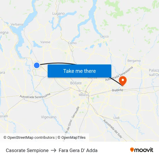 Casorate Sempione to Fara Gera D' Adda map