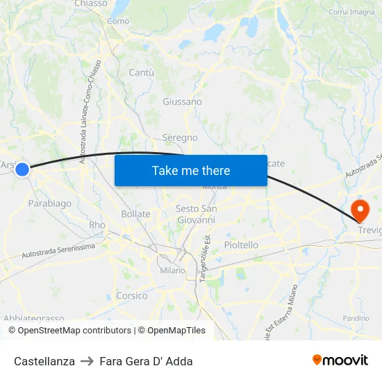 Castellanza to Fara Gera D' Adda map