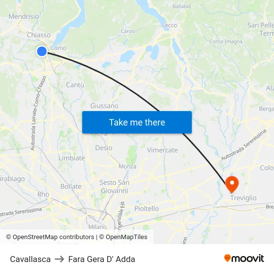 Cavallasca to Fara Gera D' Adda map