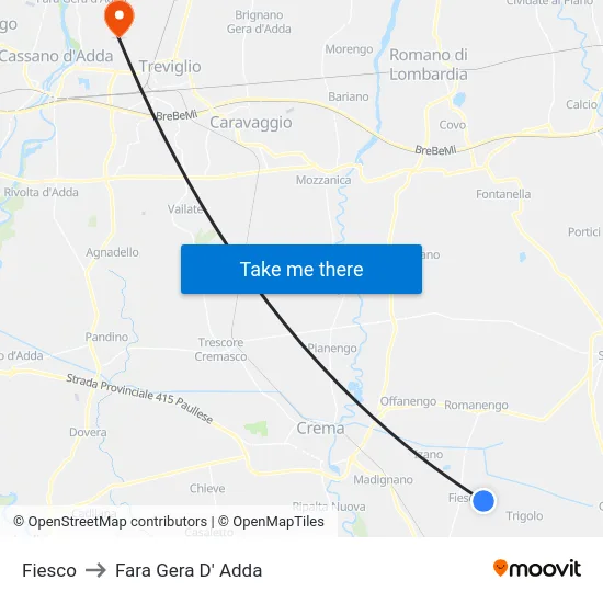 Fiesco to Fara Gera D' Adda map