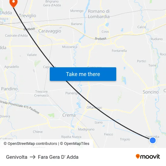 Genivolta to Fara Gera D' Adda map