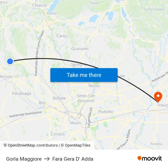 Gorla Maggiore to Fara Gera D' Adda map