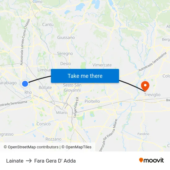 Lainate to Fara Gera D' Adda map