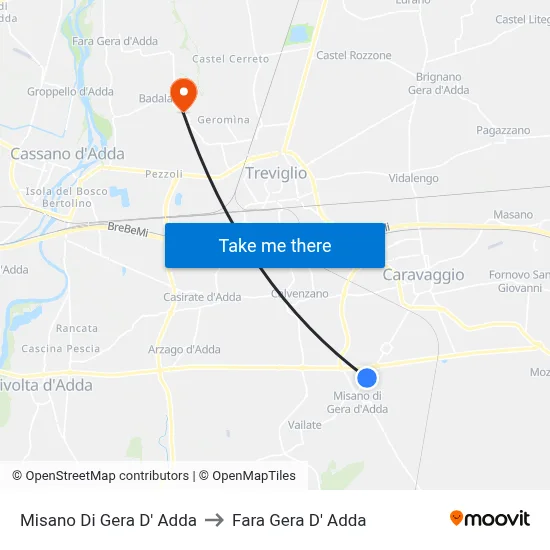 Misano di Gera d'Adda to Fara Gera D' Adda map