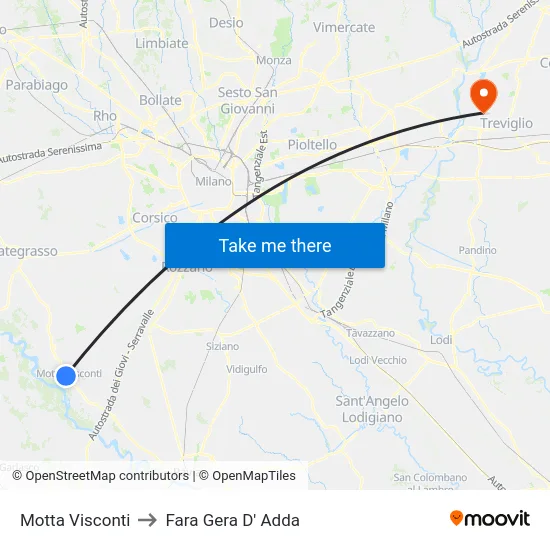Motta Visconti to Fara Gera D' Adda map