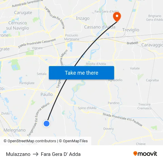 Mulazzano to Fara Gera D' Adda map