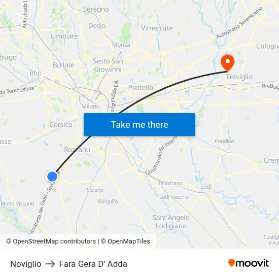 Noviglio to Fara Gera D' Adda map