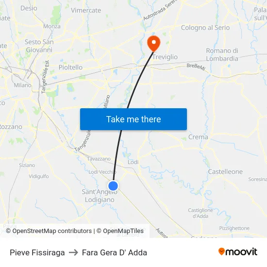 Pieve Fissiraga to Fara Gera D' Adda map