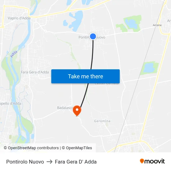 Pontirolo Nuovo to Fara Gera D' Adda map