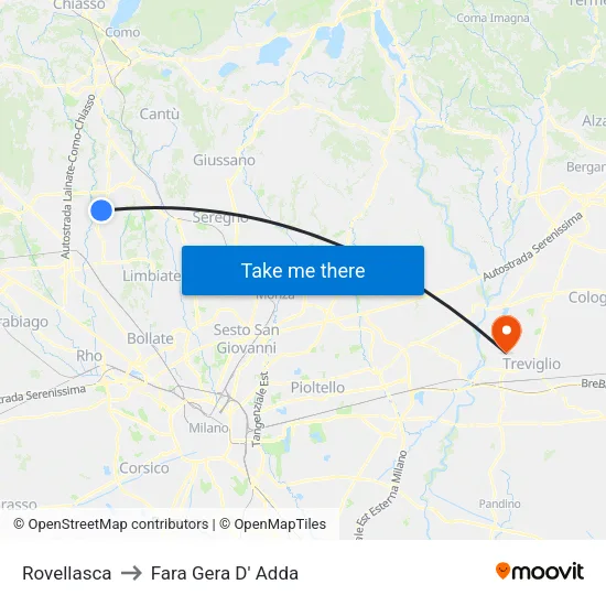 Rovellasca to Fara Gera D' Adda map