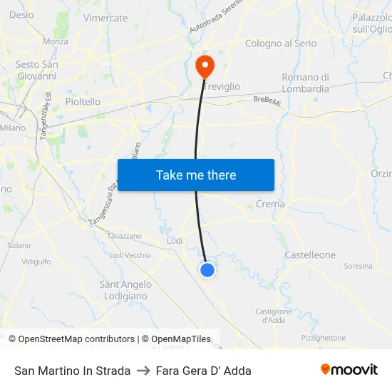 San Martino In Strada to Fara Gera D' Adda map
