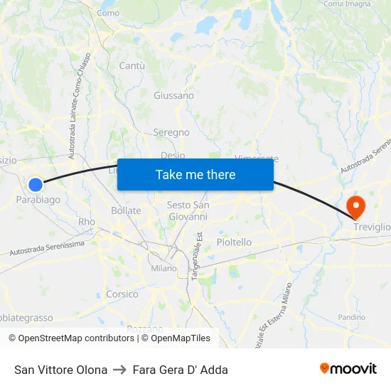 San Vittore Olona to Fara Gera D' Adda map