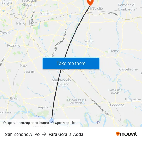 San Zenone al Po to Fara Gera D' Adda map