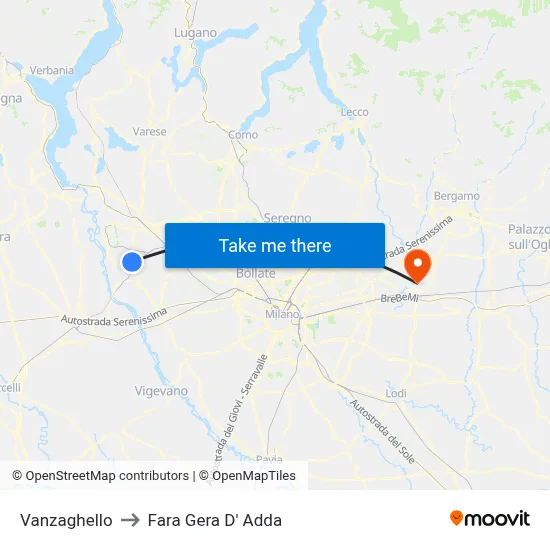 Vanzaghello to Fara Gera D' Adda map