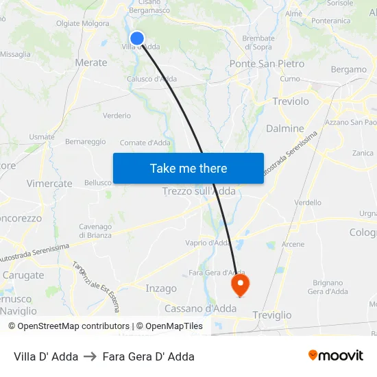 Villa D' Adda to Fara Gera D' Adda map