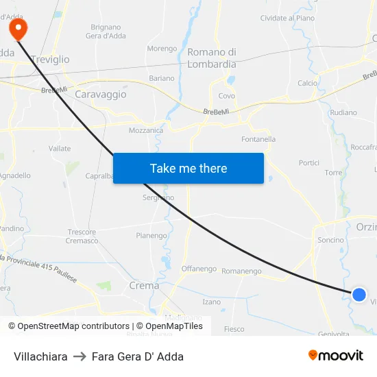 Villachiara to Fara Gera D' Adda map