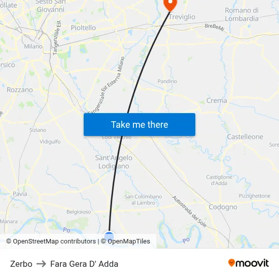 Zerbo to Fara Gera D' Adda map